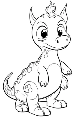 artistic outline for a cute dinosaur page, white background, full body, only use outline, line art, white background, no shadows, clear and good