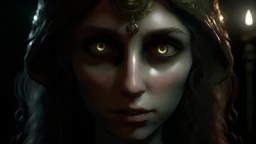 Transcendent being, jinn face, be a girl, horror, with mysterious eyes, full face, bust, real, high quality, 4k, be clear