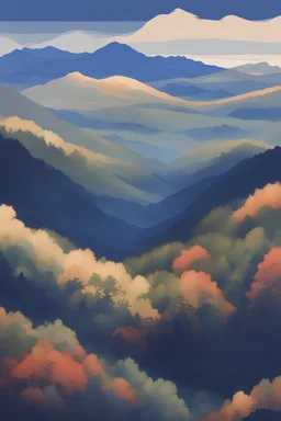 blue ridge mountains in style of Hawase Kasui