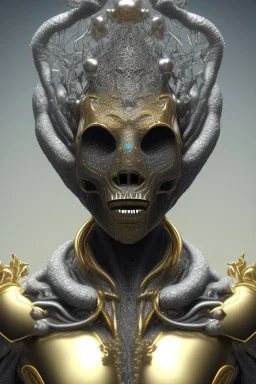 black male African alien, cracks in the voodoo head, wicked, diamond eyes, crown, blood, 8k, finely detailed, photo realistic, Boris Vallejo style turquoise skull head gold dragon space alien rain skeleton gold tooth silver helmet silver space suit spaceships