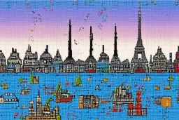 pixel art paris skyline