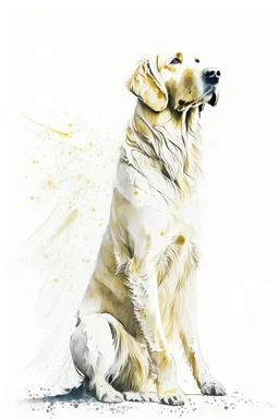 retriever dog , white background, in the style of frank auerbach