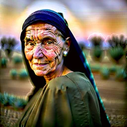 Portrait of a woman from an Alentejo village in a field full of olive trees, Cinematic, Photoshoot, Shot on 25mm lens, Depth of Field, Tilt Blur, Shutter Speed 1/1000, F/22, White Balance, 32k, Super-Resolution, Pro Photo RGB, Half rear Lighting, Backlight, Dramatic Lighting, Incandescent, Soft Lighting, Volumetric, Conte-Jour, Global Illumination, Screen Space Global Illumination, Scattering, Shadows, Rough, Shimmering, Lumen Reflections, Screen Space Reflections, Diffraction Grading, Chromatic