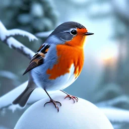 portrait of a cute robin bird wearing a winter coat, winter, 8k resolution, high-quality, fine-detail, intricate, digital art, detailed matte, volumetric lighting, illustration, disney