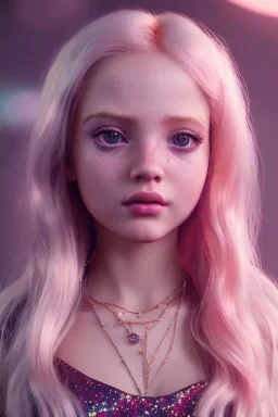  petite princesse cosmique, cheveux long blond, jolie, yeux fins, belles lèvres, vray, cgi,cinema 4d