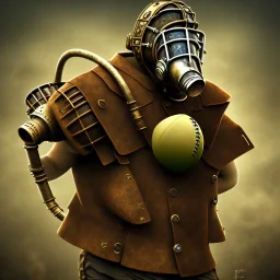 Joueur de rugby steampunk, masque à gaz