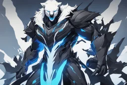 white bear in 8k solo leveling shadow artstyle, symbiote them, blue ice and thunder, neon effect, blue thunder, full body, apocalypse, intricate details, highly detailed, high details, detailed portrait, masterpiece,ultra detailed, ultra quality
