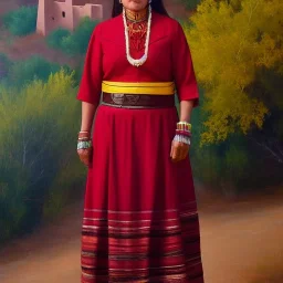 Full body portrait, painting, medium shot lady style of San Ildefonso pueblo