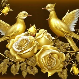 gold roses and doves