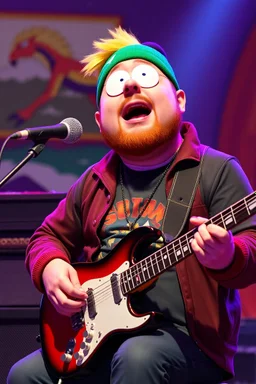 a very immature adult man playing music, cartman south park