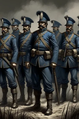 army of distopian victorian soldiers