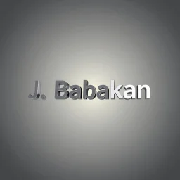 create a logo 3d text "J. Babakan" .for an ai code, artist , 3d graphical Logo ,ai ,code, flow charts blended at background