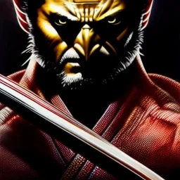 Ultra detailed fullbody Portrait in oil on canvas of Marvel Samurai wolverine with samurai armor,intense stare,extremely detailed digital painting, extremely detailed face,crystal clear Big eyes, mystical colors ,perfectly centered image, perfect composition, rim light, beautiful lighting,masterpiece,8k, stunning scene, raytracing, anatomically correct, in the style of robert e howard and Ken Kelley and Ohrai Noriyoshi and Simon Bisley and tomzj1