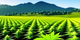 magnificent, realistic, colorful, epic, ray tracing, cinematic, 8k, HD, Ultra High Definition, photo film, film grain, high quality marijuana plant field