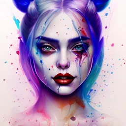 Harley Quinn, watercolor illustration by <agnes cecile>