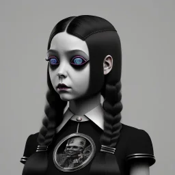 addams family,wednesday addams make up, wednesday addams black dress, wednesday addams hair, hyper detail, octane render, unreal engine 5, 8k resolation