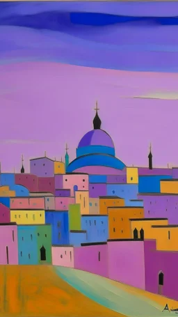 A pale purple Arabian city in the sky painted by Alexej von Jawlensky