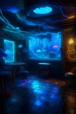 a look from the inside of a whimsical bioluminecent holographic furry neon circus, hyper realism, photo realism, realistic lighting, realistic color grading