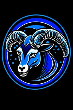 it is logo like a ram in black and blue color, with lightning bolts instead of antlers