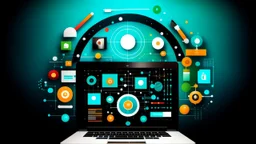 An eye-catching image that creatively represents digital marketing, combining digital assets with professionalism, making it the perfect fit for the article.