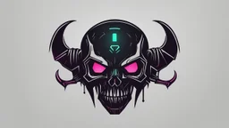 minimalistic cyberpunk demon skull logo