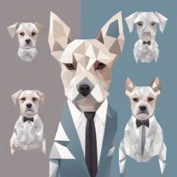 make one realistic business dog that is made of shapes and has a suit on looks a little like crystals