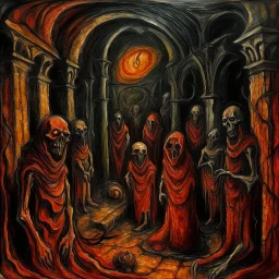 homage to the nightmare, by Arturo Souto, surreal horror, warm spooky colors