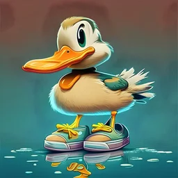 A duck wearing cartoon shoes Freshness and club party