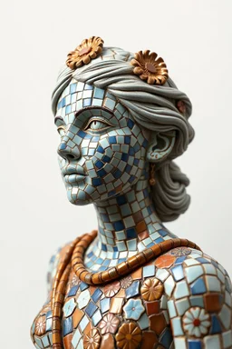 Insanely detailed Hd Photography of concept photography of a woman statue made from azulejo tiles, oozing ceramic, azulejo design visible, insanely good concept photography of an azulejo mind made from azulejo tiles inspired by Igor morski by Pranckevicius