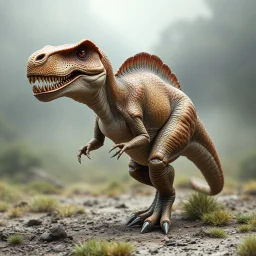 human dinosaur with very human face and body