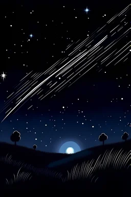 draw dark night sky with shooting star