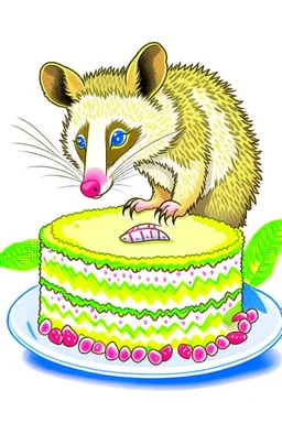 Possum and birthday cake logo