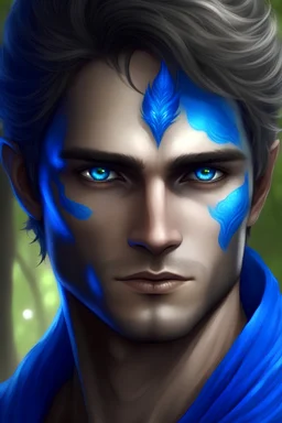 Handsome fae man with blue with blue eyes