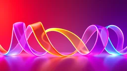 Abstract Shapes Colorful Ribbon in Neon Colors Glass, blank background