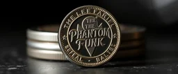 a coin with an emblem of "The Phantom Funk" by Lee Falk