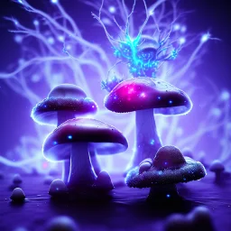 Spherical Frost metal magic armoured lightning glowing Mycelium MUSHROOM stars galaxy SPACE lANDSCAPE BURNING IN BLUE FLAMES hellfire abyss math chaos vivid cell