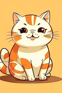 sweet illustration of a cat, in a cartoon style