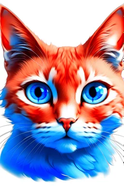 An illustration HGT RESURRECTION of a red cat with bright blue eyes . transparent