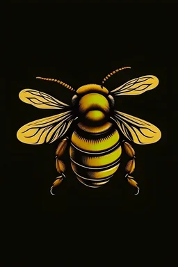 realistic logo with bee 3 colors