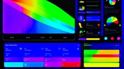 Beautiful hq dashboard, design, rainbow animal saturated colors, graphs images and stats, ux/ui, ux, ui --v 4 --q 2 --ar 3:2