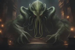 Huge Cthulhu in 8k LDR art style, chains, magic prison, LDR them, cinematic mood, close picture, devi wing, highly detailed, high details, detailed portrait, masterpiece,ultra detailed, ultra quality