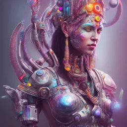 beautiful colorful portrait cyber punk shiva 3D rendering