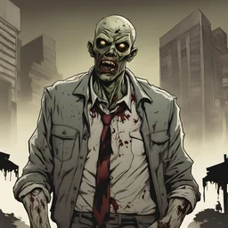 zombie, portrait,comic book, face, full body, standing