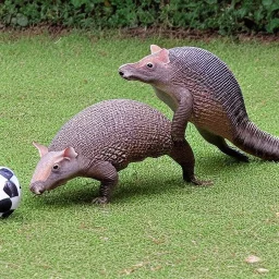 Armadillos playing soccer