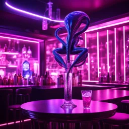 As the neon lights flickered and pulsed in the smoky haze of the space bar, my eyes landed on a peculiar sight. There it was, an alien unlike any I had ever seen before, perched on a barstool, delicately sipping what appeared to be pink bourbon from a sparkling crystal glass. Its slender, tentacled appendages intertwined gracefully as it brought the glass to its lips, taking slow, deliberate sips.