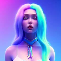 blue hair woman, purpurin, white shirt, tie, gradient color, BLUE, PINK, CYAN, neon, insanely detailed, 16k resolution, perfect eyes, cinematic smooth, intricate detail