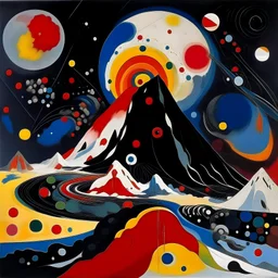 A volcano surrounded by planets painted Wassily Kandinsky