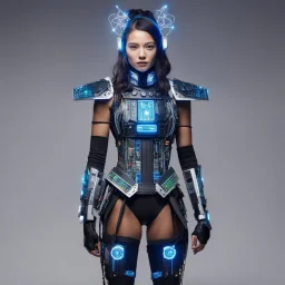 A costume made of electronic components - a futuristic and electrifying concept. Imagine a garment woven with wires, circuits, and LED lights, pulsating with energy and innovation. The wearer adorned in a technological marvel, a living embodiment of the digital age.