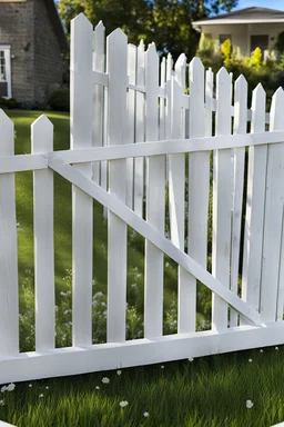 white vinyl fence in yard, photograph