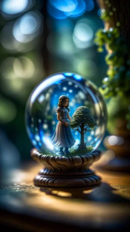 portrait of princess prisoner in a crystal ball with a tree inside , shot on Hasselblad h6d-400c, zeiss prime lens, bokeh like f/0.8, tilt-shift lens 8k, high detail, smooth render, down-light, unreal engine, prize winning